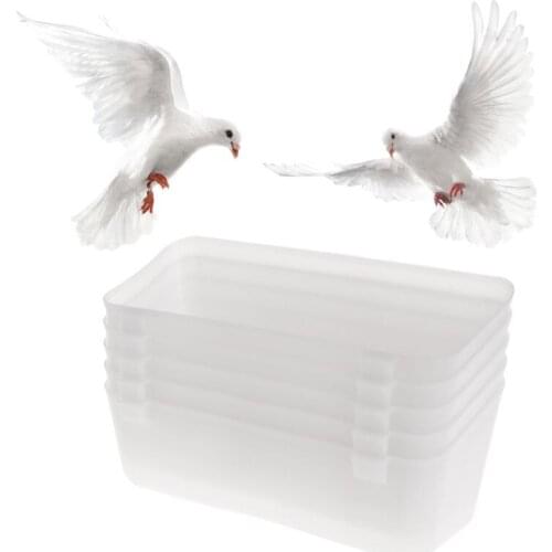 5pcs Pigeon Feeder Rectangle Feeding Device Drinking Food Water Plastic Bird Parrot Cage Cup Bowl