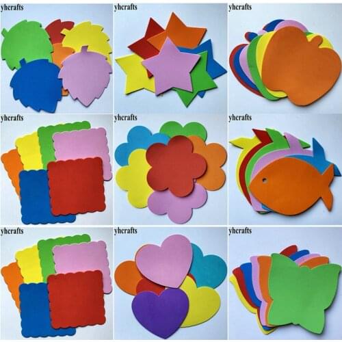 6PCS/LOT.Toast Leaf Heart Flower Star Butterfly Fish foam shape School projects Easy to cut Punch sheets Handmade material DIY