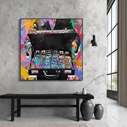 Abstract Money Graffiti Art Canvas Paintings Inspirational Canvas Art Posters And Prints Street Art Pictures For Living Room