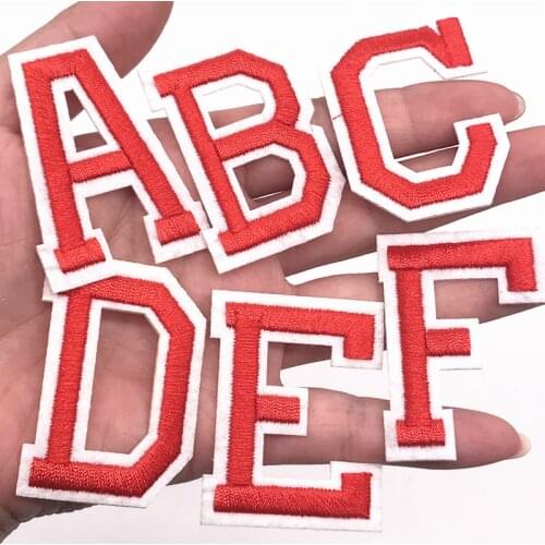 1pcs Red English Alphabet Letter A-Z Applique Iron On letters Patch For Clothing Badge Paste For Clothes Bag Shoes