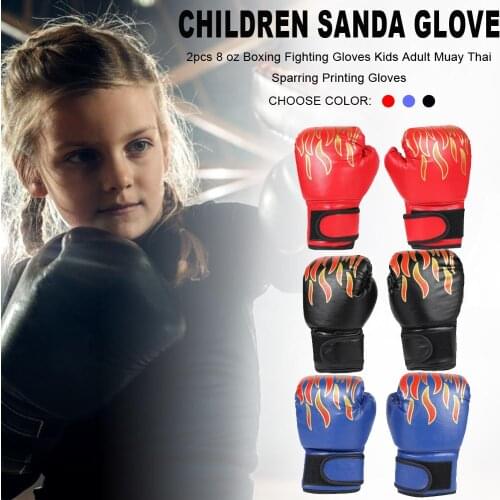 Boxing Gloves Kids Children Boxing Gloves Professional Flame Mesh Breathable PU Leather Flame Gloves Sanda Boxing Training Glove