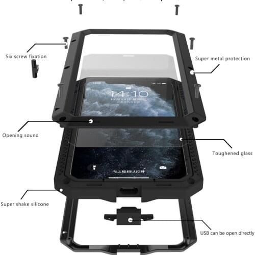 Heavy Duty Phone Case For iPhone 11 11Pro MAX Rotection Doom armor Metal Aluminum Shockproof Dustproof 7 8 Plus XS Max XR Cover