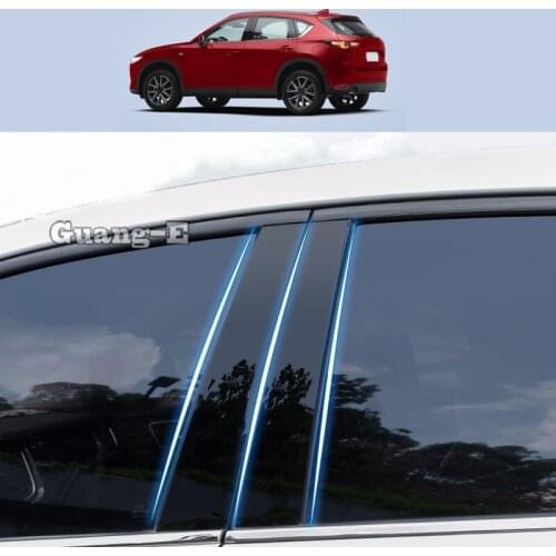 For Mazda CX-5 CX5 2017-2022 Car PC Material Pillar Post Cover Door Trim Window Piano Black Molding Sticker Plate 10pcs