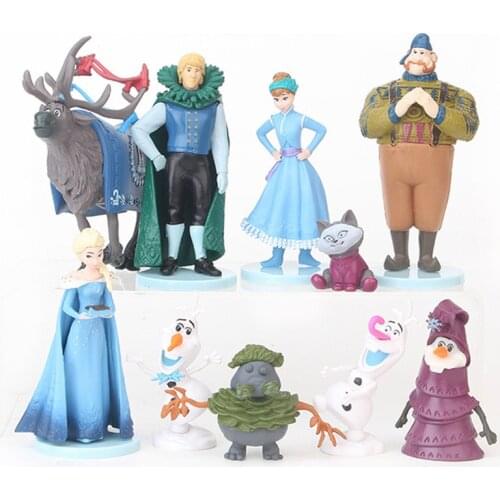 10pcs Disney Frozen Anna Elsa Action Figures Disney Princess PVC Model Baby Kids Children Toys Gift