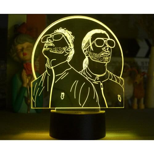 French Brother Rap Group PNL Figurine 3D Night Light LED Sensor Lighting Laser Engraved Acrylic Collection Table Decoration Lamp