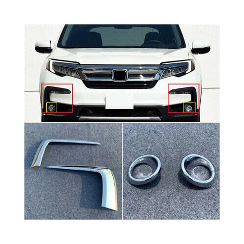 Chrome Front Fog Light Cover Trim 4pcs For Honda Pilot 2019 - 2020