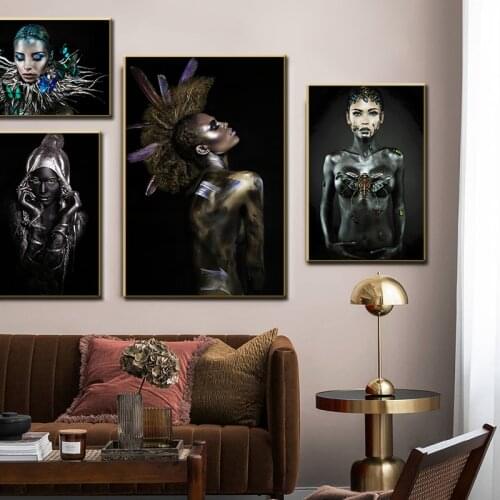 Black Nude Women Oil Painting On Canvas Poster and Prints Cuadros Modern Nordic Wall Art Living Room Home Decorative Pictures