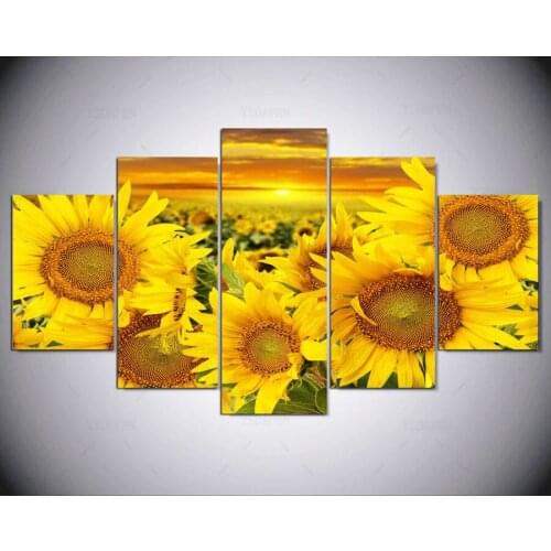 Canvas Prints Art Blooming Sunflowers Oil Painting Floral Wall Art Picture for Living Room Home Decorative Paintings IM-19