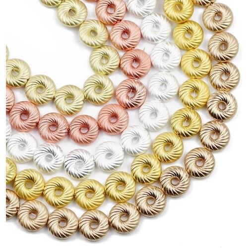 JHNBY Matte Gold Silvers 10mm Round Circle Hematite Natural Stone Spacer Loose Beads For Jewelry Making Diy bracelet Accessories