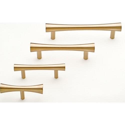 4PCS Brass Gold Cabinet Handles Goldenwarm Furniture Hardware T Bar Kitchen Door Knobs Drawer Handles GF54