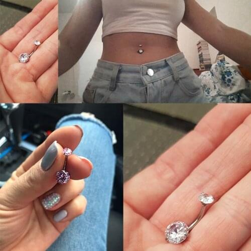 Fashion Hot Sexy Double Zircon Anti Allergy Simple Lounger Titanium Earrings Ear Nail Belly Button Rings Navel Piercing