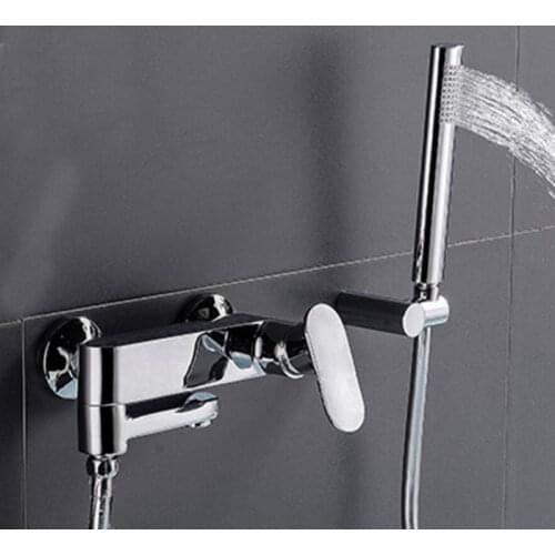 Bathtub Shower Set Wall Mounted Waterfall Bath Faucet, Bathroom Cold and Hot Mixer Taps Brass Chrome IS430