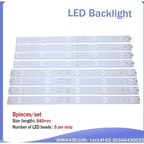 100%NEW 8Pieces/lot 5LEDS 840mm LED backlight strip for Led-43b550 LCD backlight strip AHKK43D10R/ l-zc14f-03 303AK430032