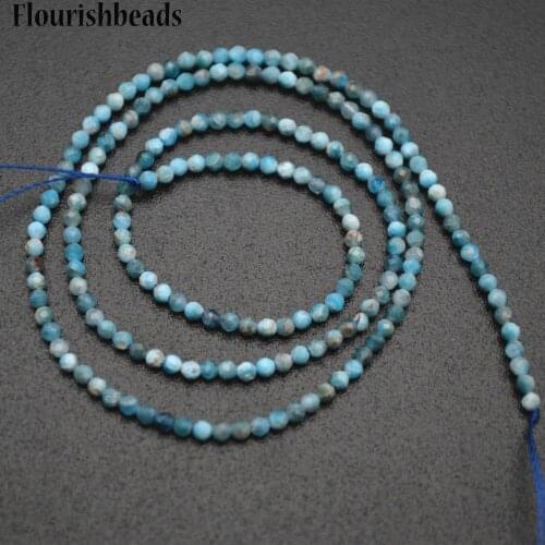 Wholesale Faceted 2mm Natural Dark Blue Apatite Diamond Cutting Stone Round Loose Beads