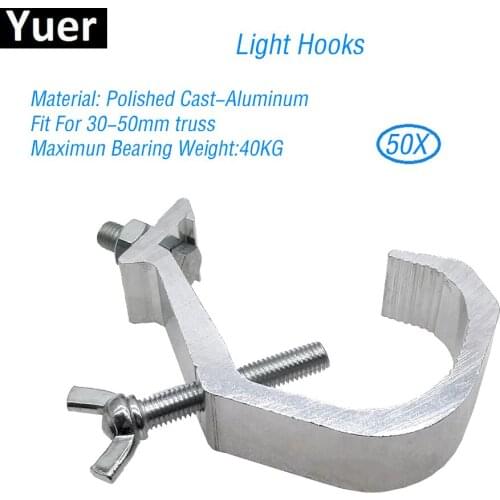 50Pcs/Lot Aluminum Material Light Hooks Fit For 30-50mm DJ Disco Accessories Equipment Security Clamp Par Moving Head Light Hook
