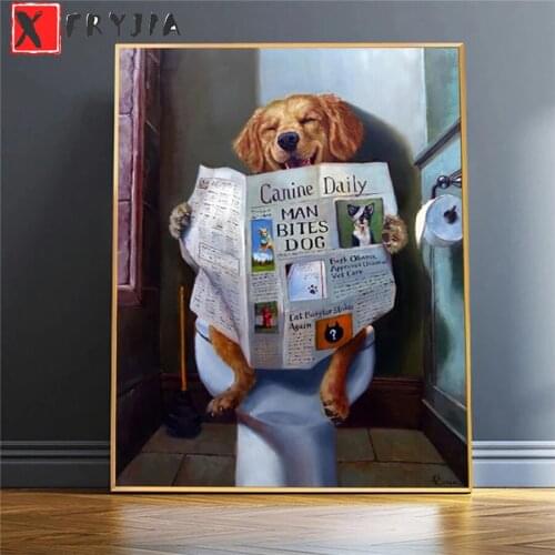 Full Square Diamond Painting Funny animal dog smile reading newspaper Mosaic Needlework Diamond Embroidery Sale Home Decor