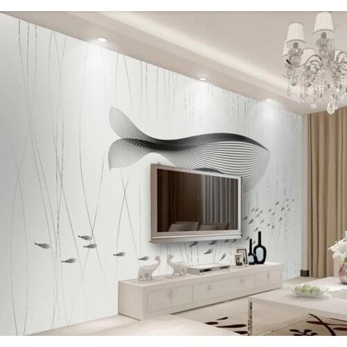 Simple modern big fish sea background wall painting wallpaper for walls 3 d for living room