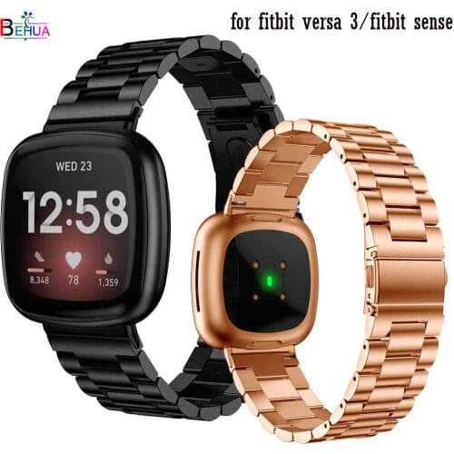 New Arrival For Fitbit Versa 3 / sense Wristband Wrist Strap Smart Watch Band Strap Stainless Steel Watchband Replacement Band