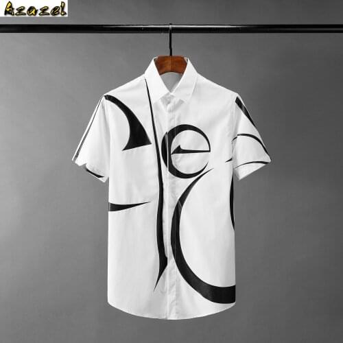 Azazel Summer Printed Mens Shirts High Quality Short Sleeve Mens Dress Shirts Plus Size 4xl Fahsion Slim Fit Casual Man Shirts