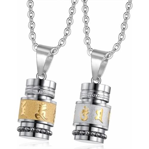 Sanskrit Six-character Mantra Pendant Religious Buddhism Protective Jewelry Shurangama Mantra Titanium Steel Pendant