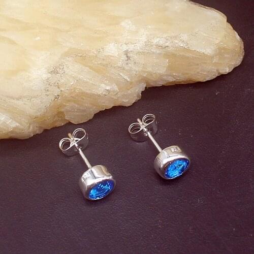 Gemstonefactory Big Promotion Single 925 Silver Fashion Ocean Blue Topaz Stud Earrings Jewelry for Women Mom 20213762