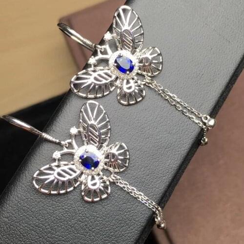 T1210 Sapphire Earrings Fine Jewelry Pure 18K Gold AU750 Royal Blue Sapphire 1.02ct Gemstones Drop Dangle Earrings for Women