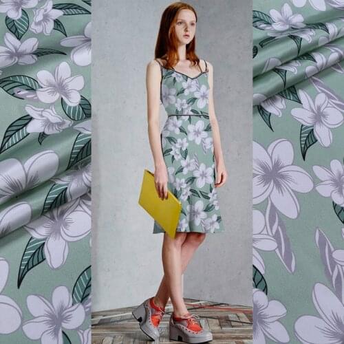 Printed stretch silk satin fabric summer breathable dress shirt silk fabric meter soft spandex fabric wholesale silk cloth