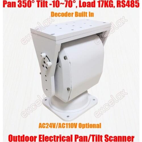Heavy Duty 17KG Load IP66 Electric Pan Tilt Scanner Decoder Device PTZ Horizontal Vertical Outdoor RS485 CCTV Camera Support