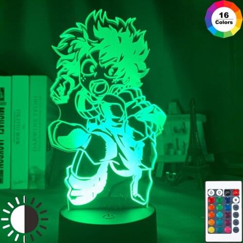 My Hero Academia Led Night Light Lamp Midoriya Izuku Figure Nightlight for Kids Bedroom Decoration Cool Birthday Gift 3d Lamp