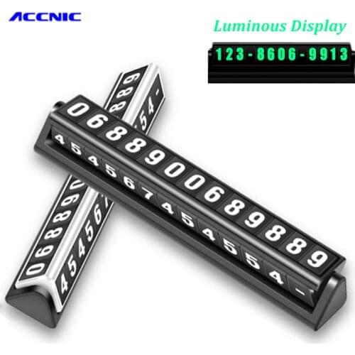Accnic L4 Luminous Car Temporary Parking Card Rotatable Hiding Auto Phone Number in Car Stop Plate Sticker 4 Sets Number Sheet