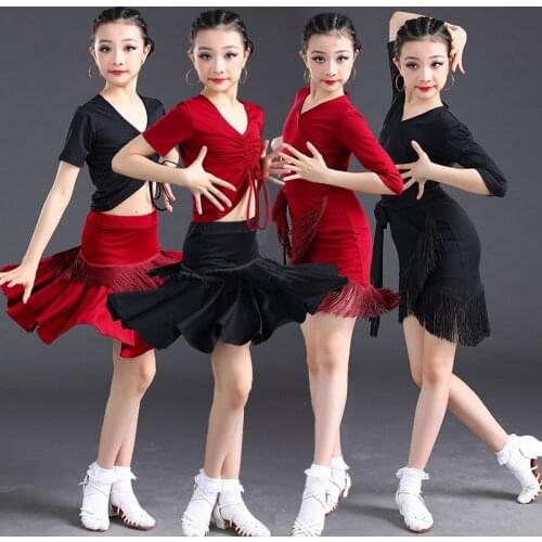 Children Spring Summer Latin Dance Practice Clothes Competition Examination Performance Clothes Girls Latin Tassel Dance Dress