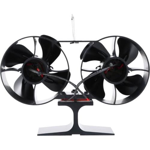 8-Blade Dual Head Heat Powered Wood Stove Fan Mini Fireplace Fan Furnace Air Blower for Wood/Log Burner /Fireplace