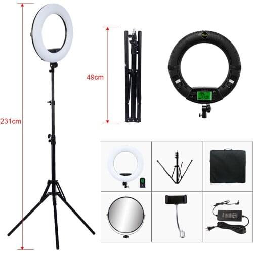 Yidoblo FE-480II Photo Studio LED Ring Light RC LED Video Light Lamp LCD Screen Display Photographic Lighting 96W 3200K-5500K