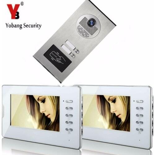Yobang Security 7" Apartment Video Secure Doorbell Intercom With RFID Access IR Camera For 2 Unit Apartment