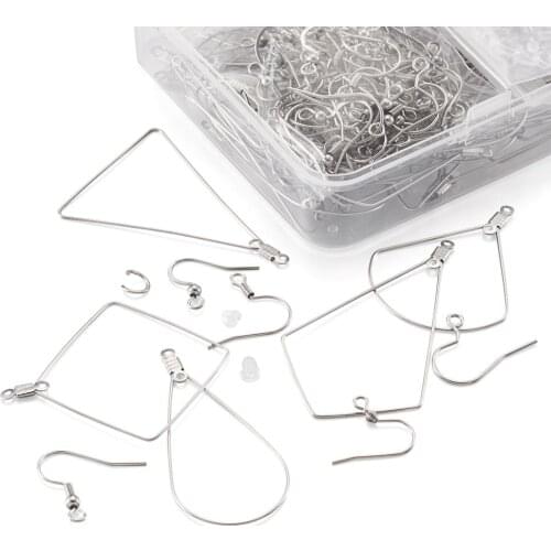 Stainless Steel Earrings Hooks Clasp Hoops Accessories Geometric Hollow Frame Charms for Earrings Pendant DIY Jewelry Making Kit