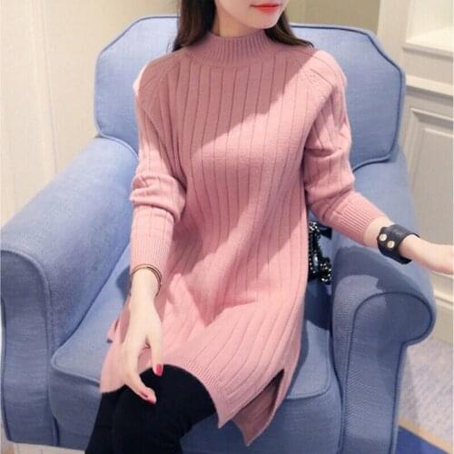 New Korean Fashion 2021 Women Autumn Winter Long Sweater Pullovers Casual Warm Female Black Knitted Sweaters Jumper Pull Femme