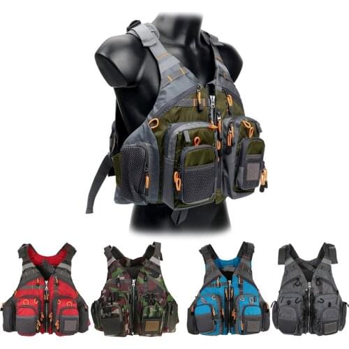Fly Fishing Vest Adjustable Mutil-Pocket Packs Floatation Cushion Fishing Life Vest Men Breathable Swimming Life Jacket