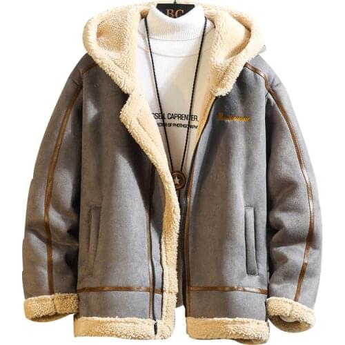 Winter Men Leather Jacket Imitate Deerskin Fleece Cold-proof Cotton-padded Slim faux Leather Coats Mens Collar jackets