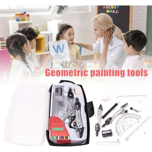 10pcs Geometry Kit Geometry Protractor for Drawing Eraser Compasses Set Math Eraser Ruler For Students Geometry Kit QJY99