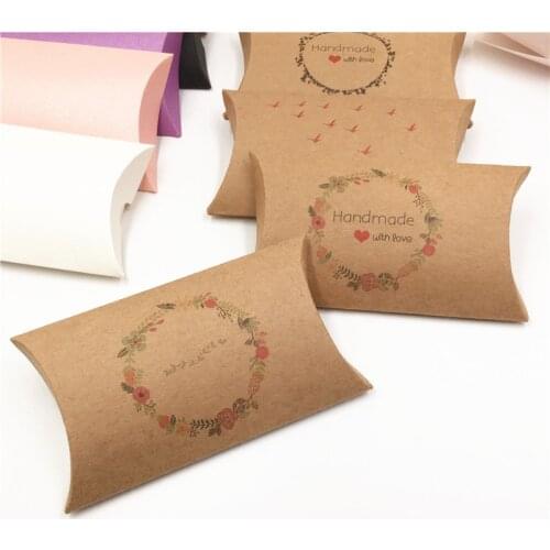 10Pcs New Kraft Paper Pillow Jewelry Box ,Wedding Party Favor Candy Boxes,Handmade Love Gifts Packaging Boxes For Nut/Cookie