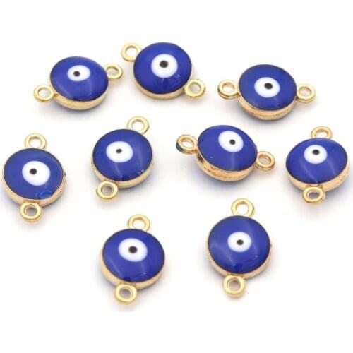 10pcs Colorful Flower Turkish Eye Loose Spacer Metal Enamel Beads For Jewelry Finding Making Accessories Wholesale Supply