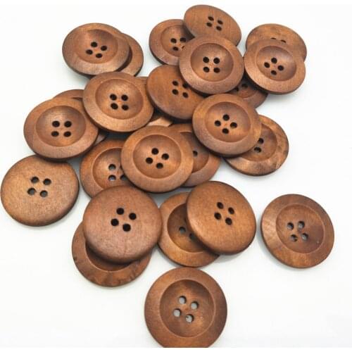 100 pcs 25mm 4 holes natural wood pattern sewing wood buttons natural wood DIY Clothing Sewing Decorative 7NK245-3