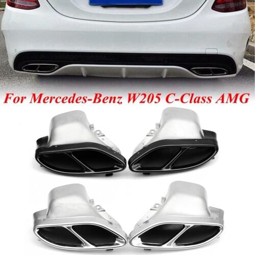 2PCS Car Rear Exhaust Muffler Pipe For Mercedes For Benz W205 C-class 2015 2016 2017 2018 2019 Car Accessories Chrome Black