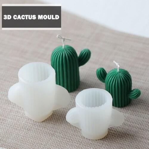 2PCS Cute Cactus Candle Mold Silicone Mold Aromatherapy Plaster Handmade Making Kit Soap Crafts Mold Diy Gifts Home Decoration