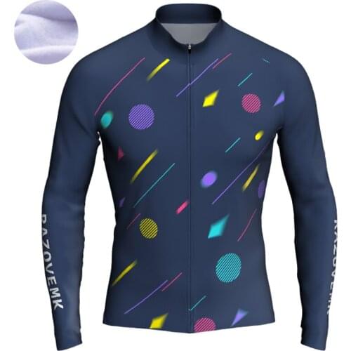 2018 RAZOVEMK Cycling Jersey winter thermal fleece long sleeves Pro Team Outdoor Mountain Road Bicycle Jersey Ropa Ciclismo