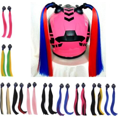 35cm Helmet Ponytail Helmet Braids Helmet Wigs Decoration for Motorbike