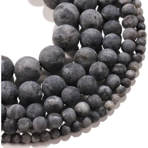4-12mm Matt Dull Polish Natural Black Labradorite Stone Round Loose Beads For Jewelry Making DIY Necklace Bracelet Wholesale
