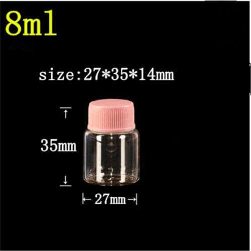 50 pcs 27x35x14 mm Small Glass Bottles With Pink Plastic Screw Cap DIY 8 ml Transparent Mini Empty Jars Cosmetic Containers