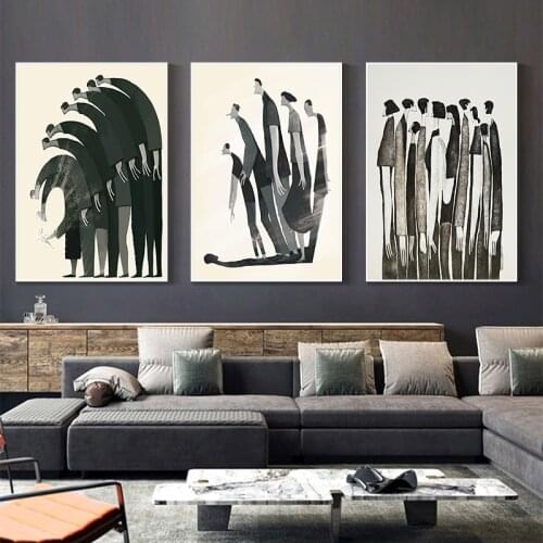 Abstract Character Style Gray Canvas Poster and Print Print Nordic Style Picture Wall Art Cuadros Home Room Decoration Frameless
