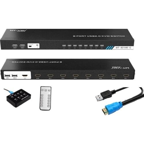 Hdmi kvm switch 8 in 1 out 4Kx2K@30Hz Hot Key Auto Scan USB Plugable 1080P with 8 Cable Sets for 8 PC 1 Keyborad Mouse